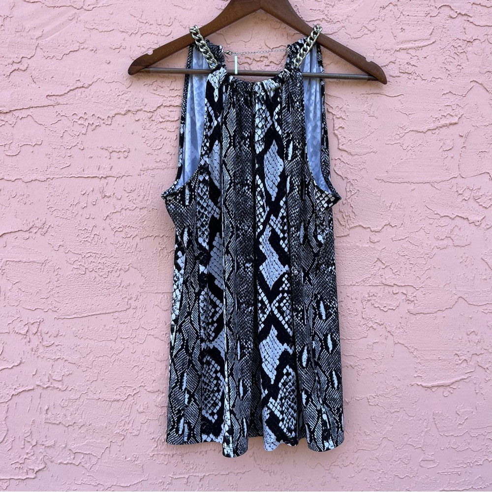 Michael Kors Snake Print Sleeveless Top Tank Chain